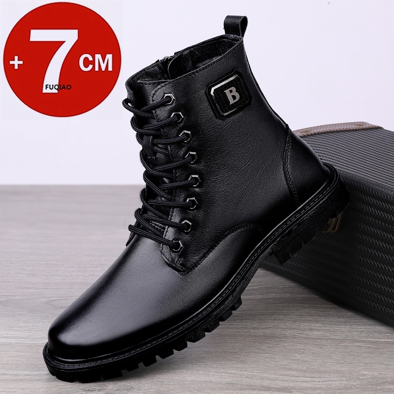Men'S Shoes Dress Casual - Men's Genuine Leather Elevator Boots Winter