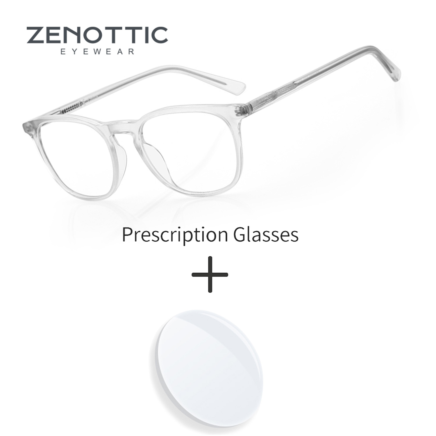Men Shoes Zegna - ZENOTTIC Handmade Acetate Transparent Square Prescription