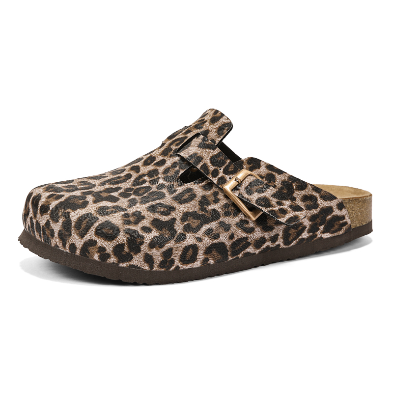 Men'S Shoes Birkenstock - Leopard print Cork Slippers Half Shoes