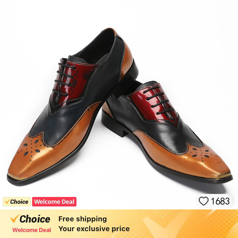 Oxford Brogue Leather - LUXURY MEN'S OXFORD SHOES BLACK MIX