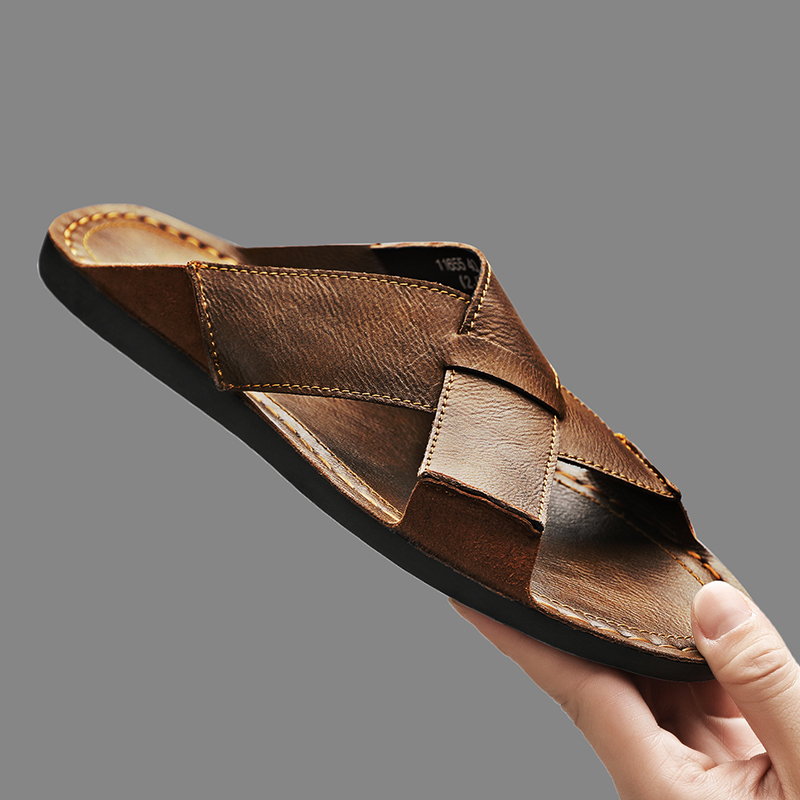Men'S Shoes Dockers - Fashion Genuine Leather Men Slippers Summer