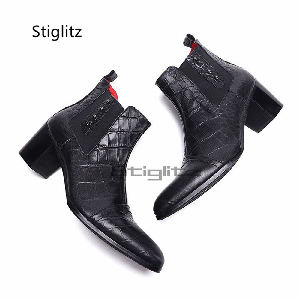 Men Shoes Size 11 - Retro High Heels Chelsea Boots for