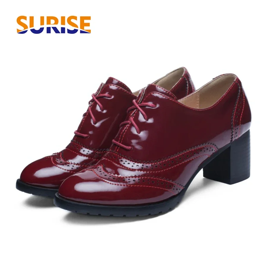 Oxford Brogue Leather - British Women's Oxfords Blue Red Black