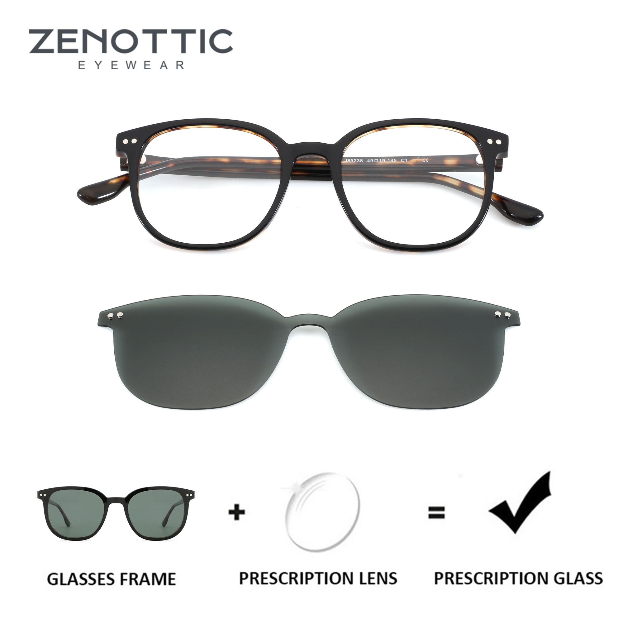 Men Shoes Zegna - ZENOTTIC Square Acetate Magnetic Clip On