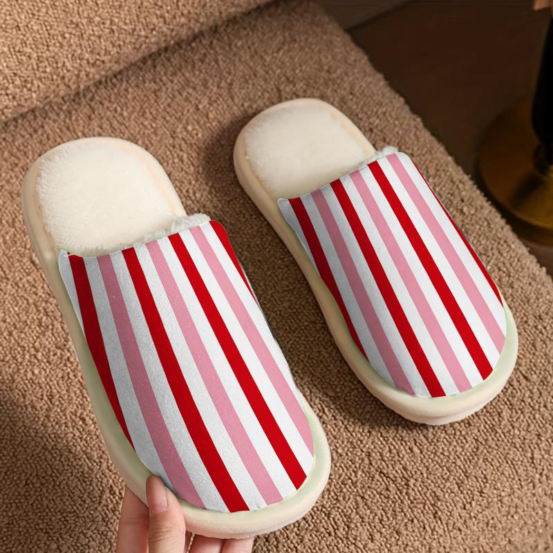 Red Pink Stripes Luxury Plush  - Men Shoes Red 评论和价格