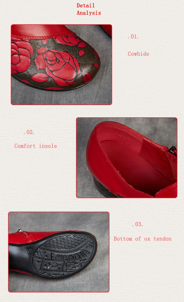 Women's Genuine Leather Ethnic - Men Shoes Red 评论和价格