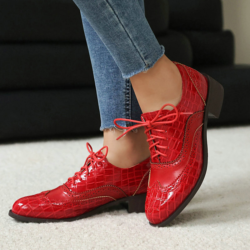 Women Stone Print Brogue Oxfor - Oxford Brogue Leather 评论和价格