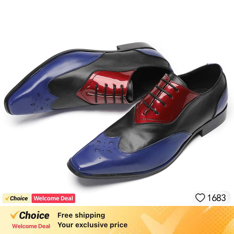 LUXURY MEN'S OXFORD SHOES BLAC - Oxford Brogue Leather 评论和价格
