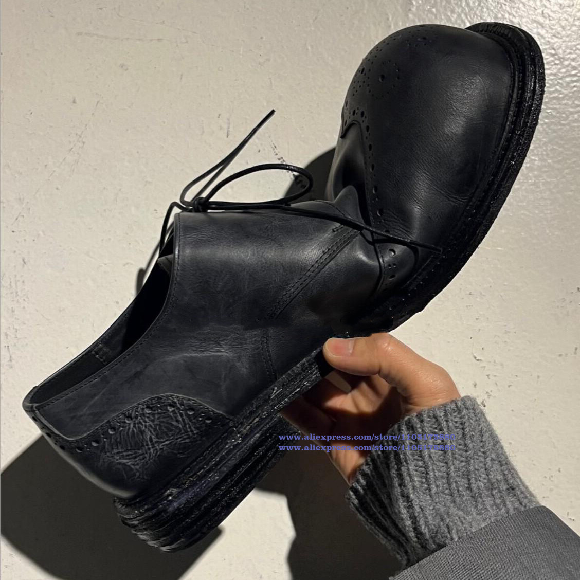Vintage Black Leather Brogue L - Oxford Brogue Leather 评论和价格