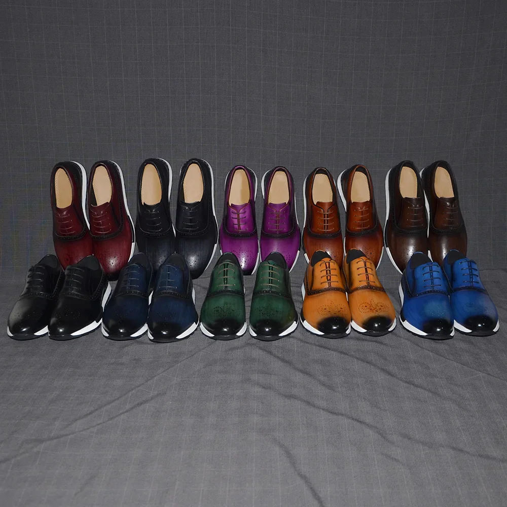 10 Colors Handmade Genuine Lea - Oxford Brogue Leather 评论和价格