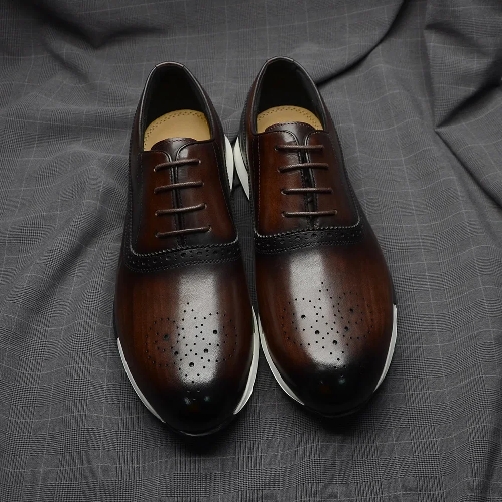 10 Colors Handmade Genuine Lea - Oxford Brogue Leather 评论和价格