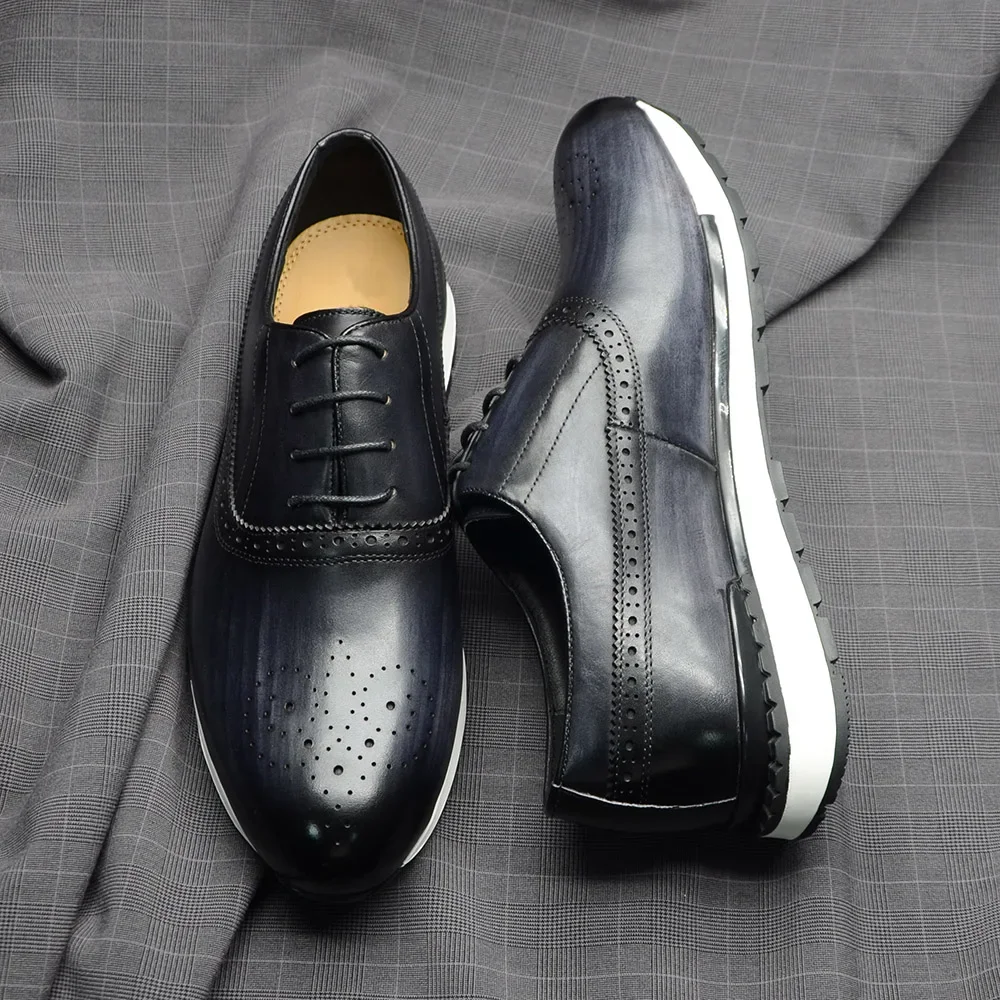 10 Colors Handmade Genuine Lea - Oxford Brogue Leather 评论和价格