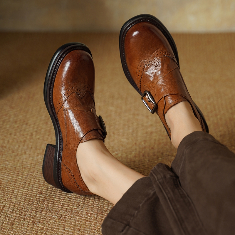 2027 New Buckle Brogue Shoes f - Oxford Brogue Leather 评论和价格
