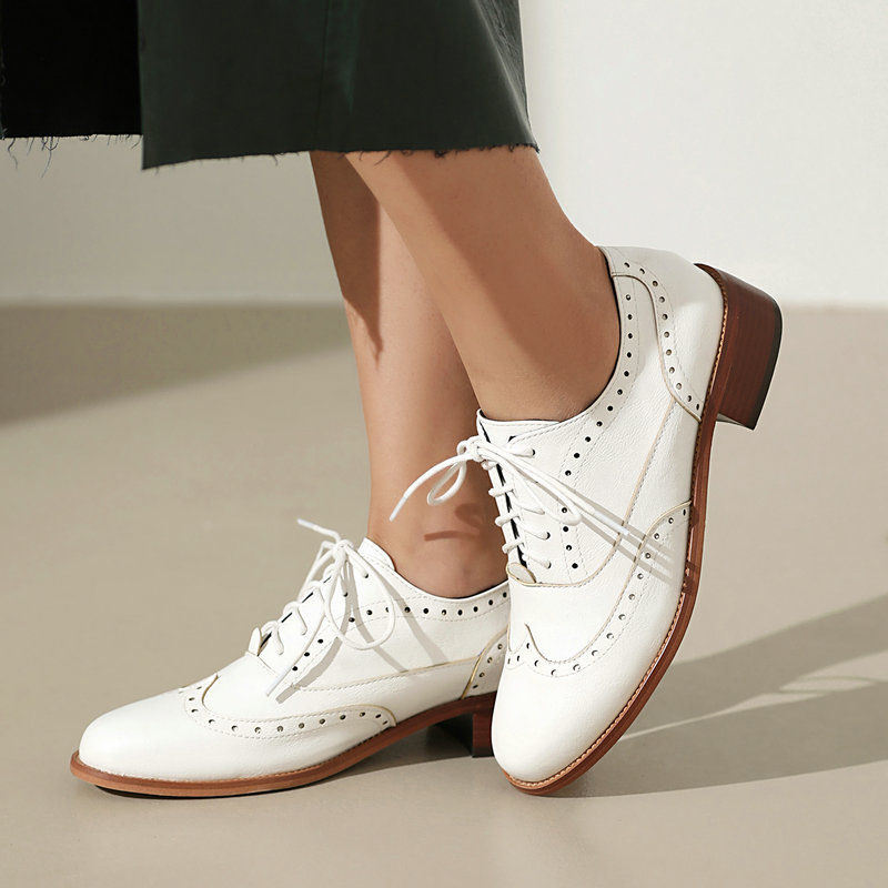 Brogue Oxford Shoes Women Lace - Oxford Brogue Leather 评论和价格