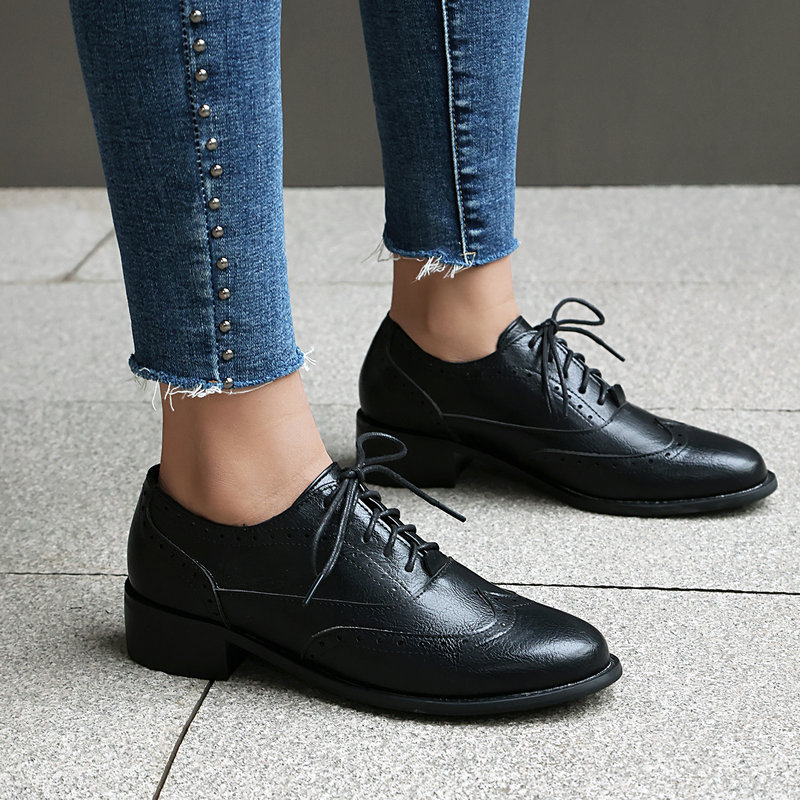Brogue Oxford Shoes Women Lace - Oxford Brogue Leather 评论和价格