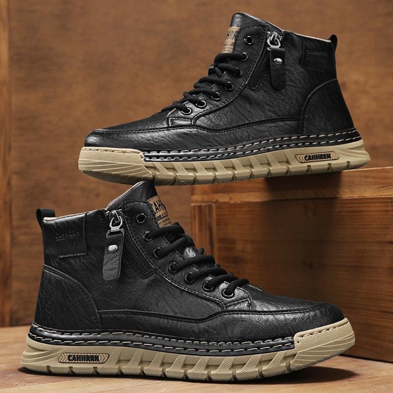 Men Leather High Top Ankle Boo - Men'S Shoes Dq 评论和价格
