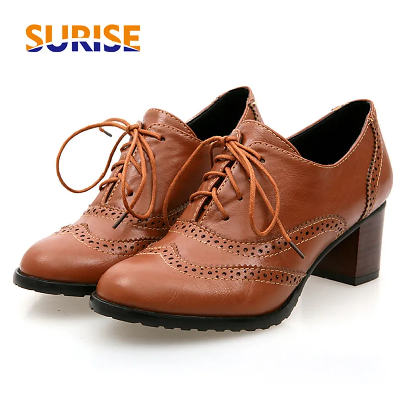 British Women Oxfords High Blo - Oxford Brogue Leather 评论和价格