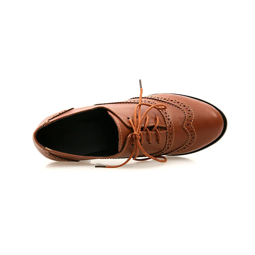 British Women Oxfords High Blo - Oxford Brogue Leather 评论和价格