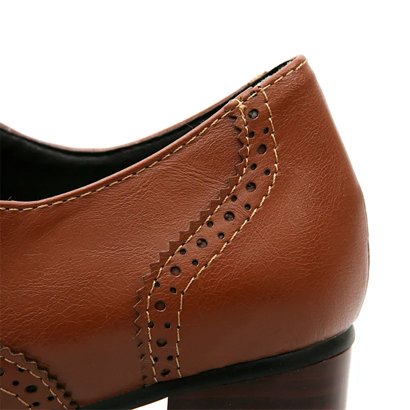British Women Oxfords High Blo - Oxford Brogue Leather 评论和价格