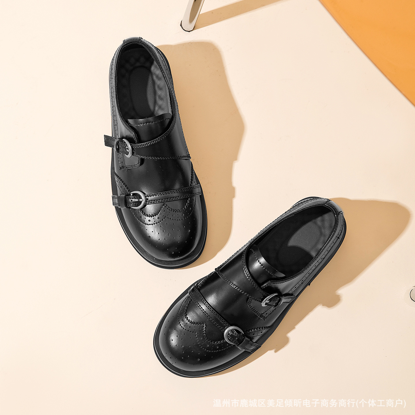 Retro Brogue Double Strap Shoe - Oxford Brogue Leather 评论和价格