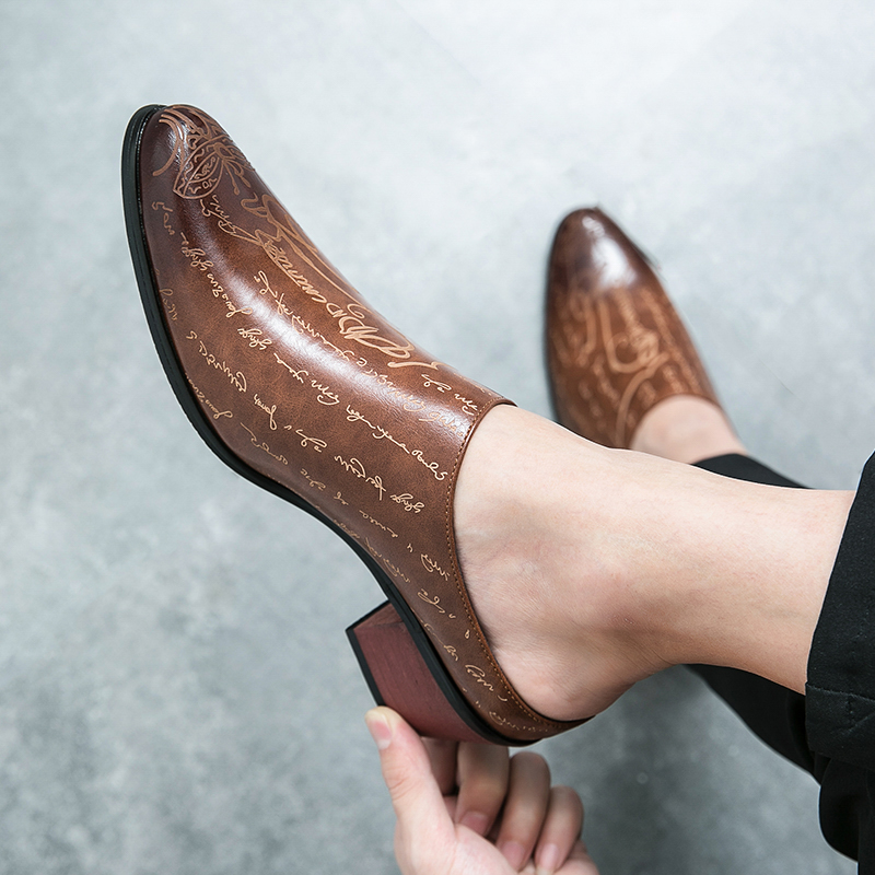 Men Brown Leather Mules Slippe - Men'S Shoes Dress Casual 评论和价格