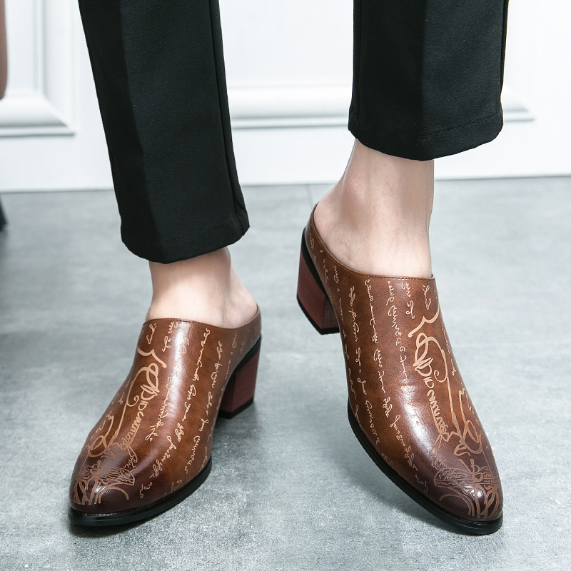 Men Brown Leather Mules Slippe - Men'S Shoes Dress Casual 评论和价格