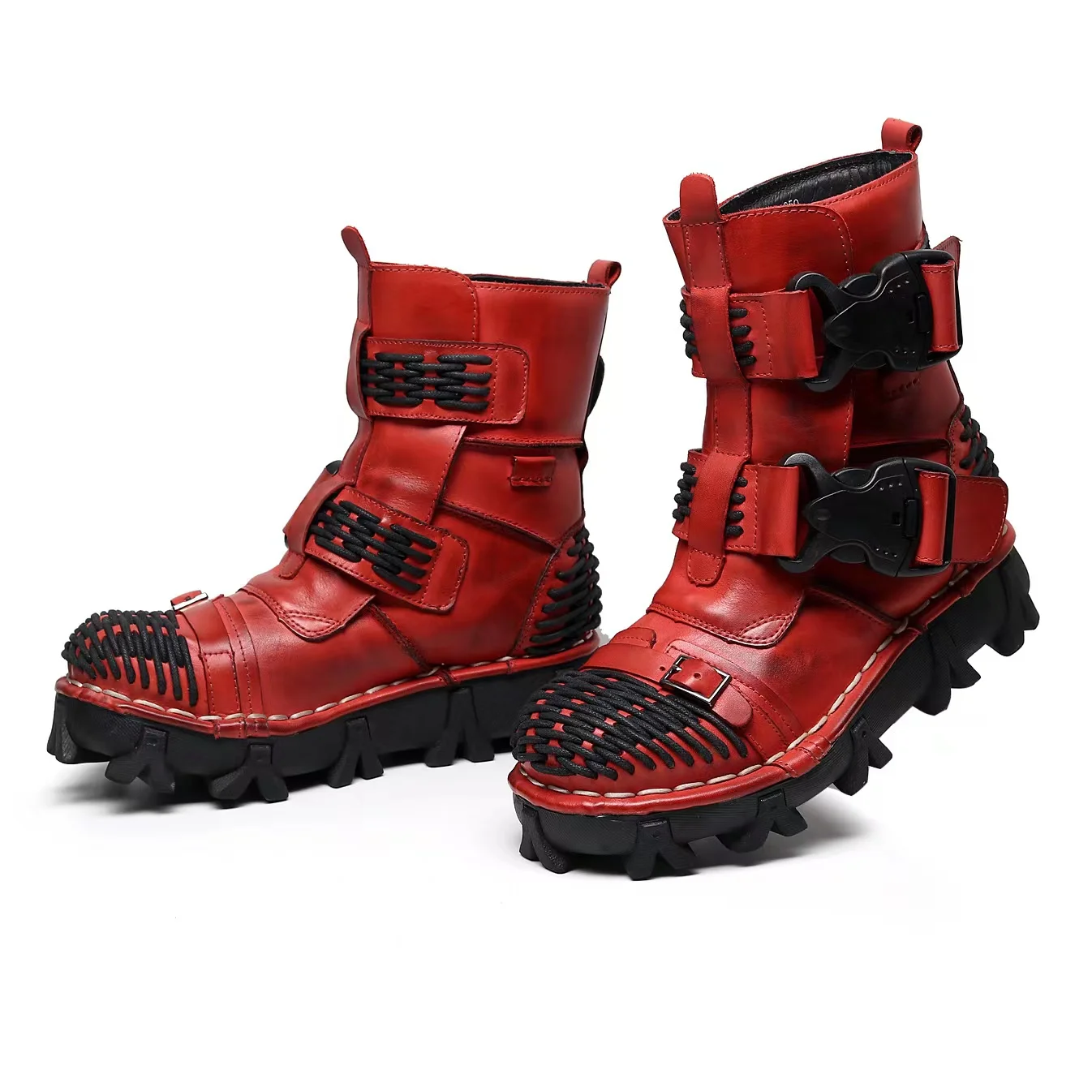 Men's Genuine Leather Motorcyc - Men Shoes Red 评论和价格