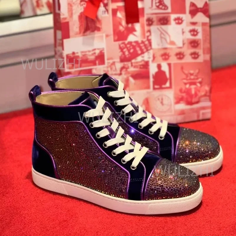 Dark Purple Crystal Rivet Men  - Men Shoes Red 评论和价格