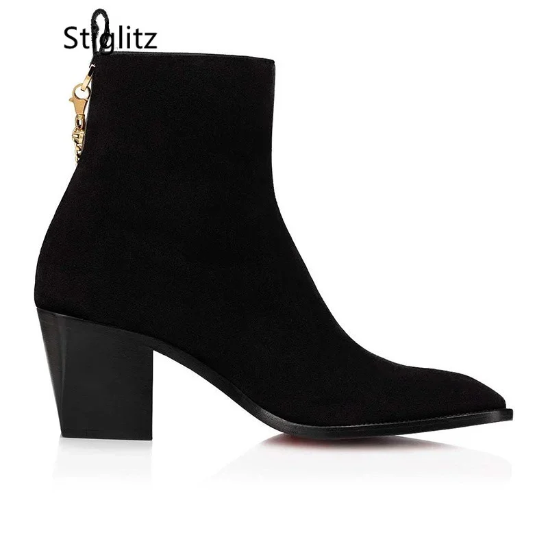 Suede Ankle Boots Gold Chain H - Men Shoes Red 评论和价格